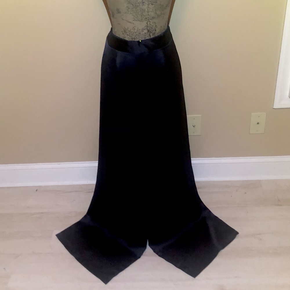 Victoria’s Secret Shiny Black Satin Extra Long Palazzo Pants. Size XL